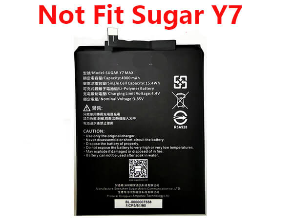 SUGAR 携帯電話のバッテリー Y7MAX