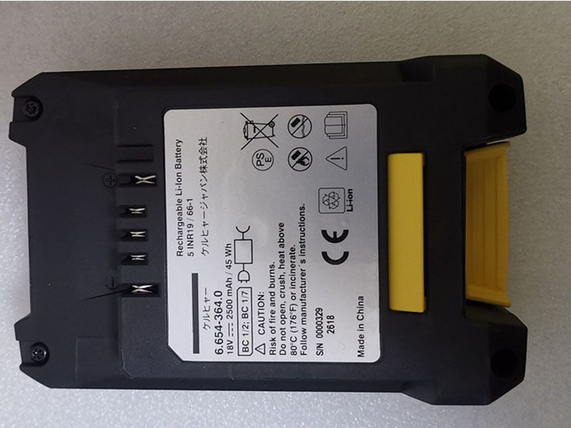 6-654-364-0 Battery 2500mAh 45Wh 18V KARCHER 6-654-364-0 5INR19/66-1