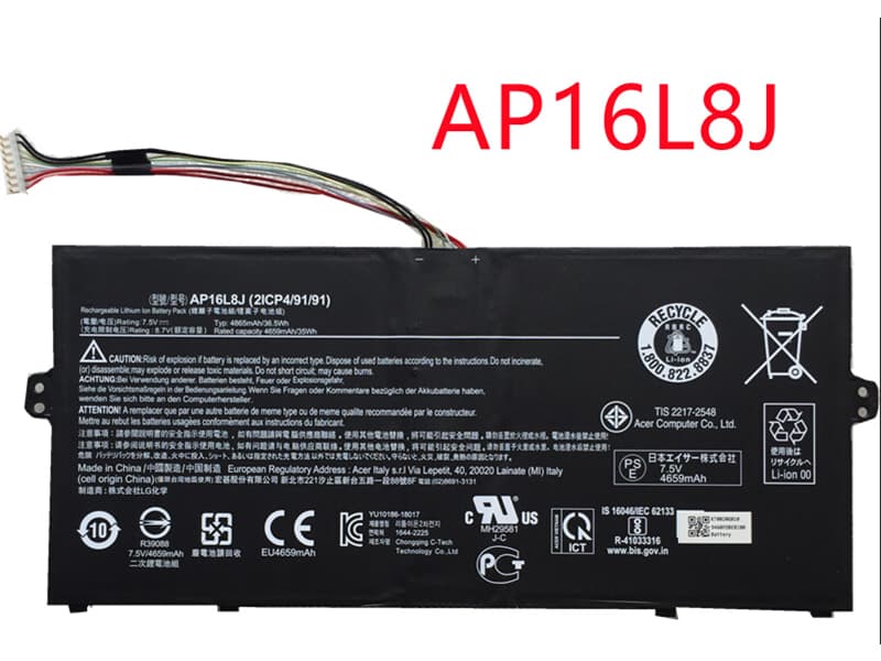 AP16L8J - Battery Shop ACER AP16L8J 4865mAh/36.5Wh 7.5V Computer & Laptop Batteries for Acer Chromebook Spin 311 CP311-3H-K2RJ