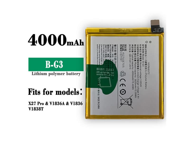 B-G3 Battery 4000mAh/15.40WH 3.85V VIVO X27 Pro