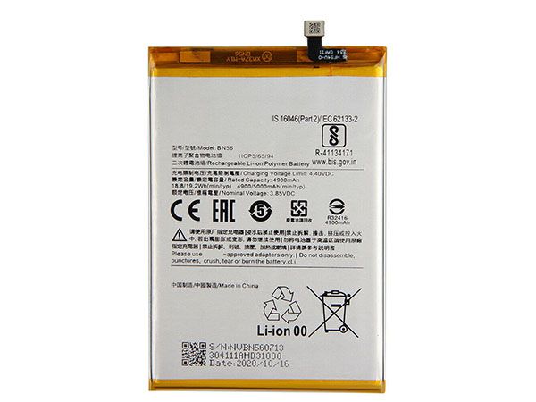 BN56 - Xiaomi BN56 4900mAh 18.95Wh 3.85V cell phone battery for Xiaomi Redmi 9A 9C POCO M2 Pro