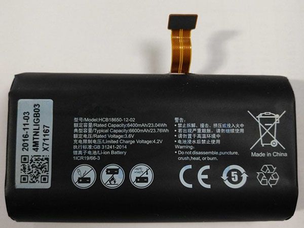 HCB18650-12-02 Battery 6400mAh 23.04Wh 3.6V Huawei Mobile WiFi Pro2 E5885Ls-93a